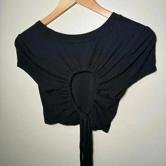 Aerie fitted ribbed crop tie back  tee shirt S - Picture 3 of 5